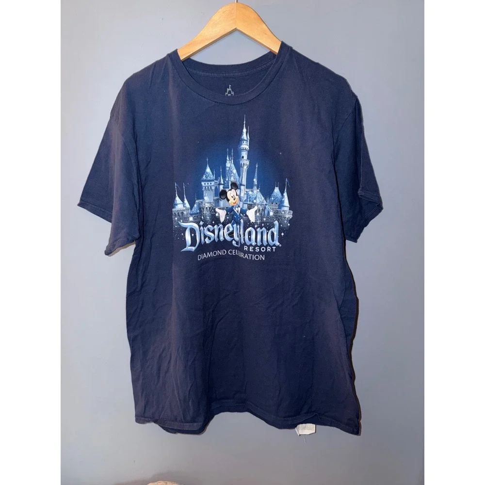 Disney Disneyland Resort Diamond Celebration Mickey Mouse Castle Navy T-Shirt XL